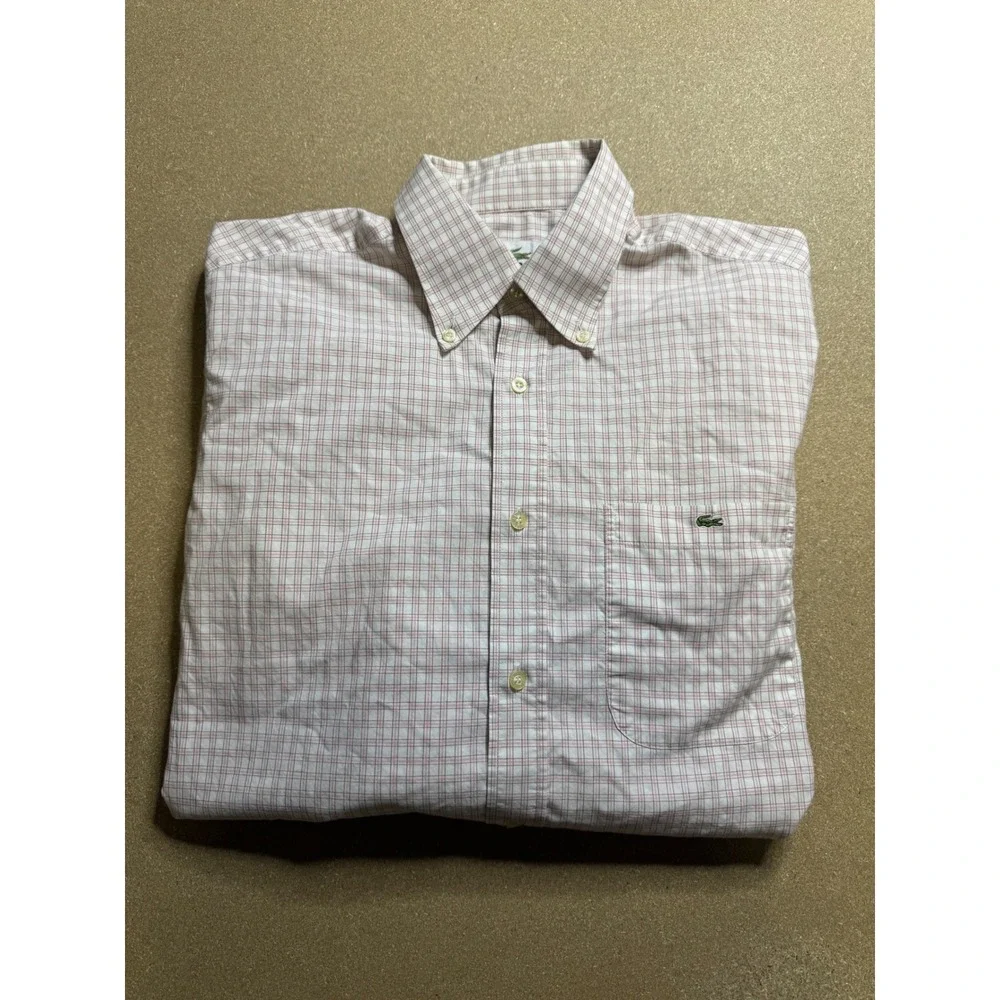 Lacoste Plaid Button Down Shirt Long‎ Sleeve Collared Casual Top Size M